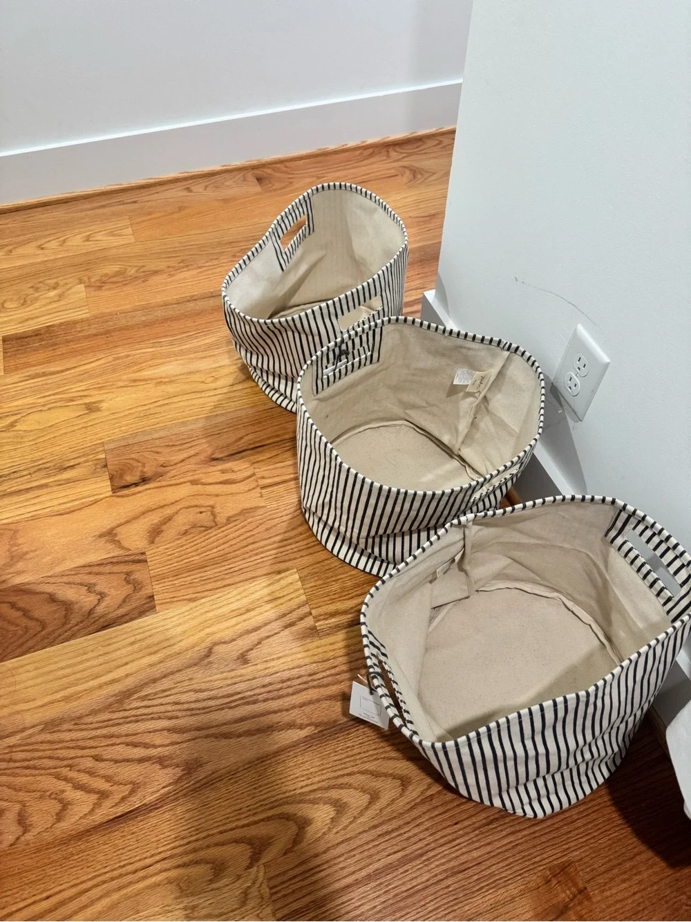 Tidy Up Canvas Storage Bin - Neutral Striped Design
